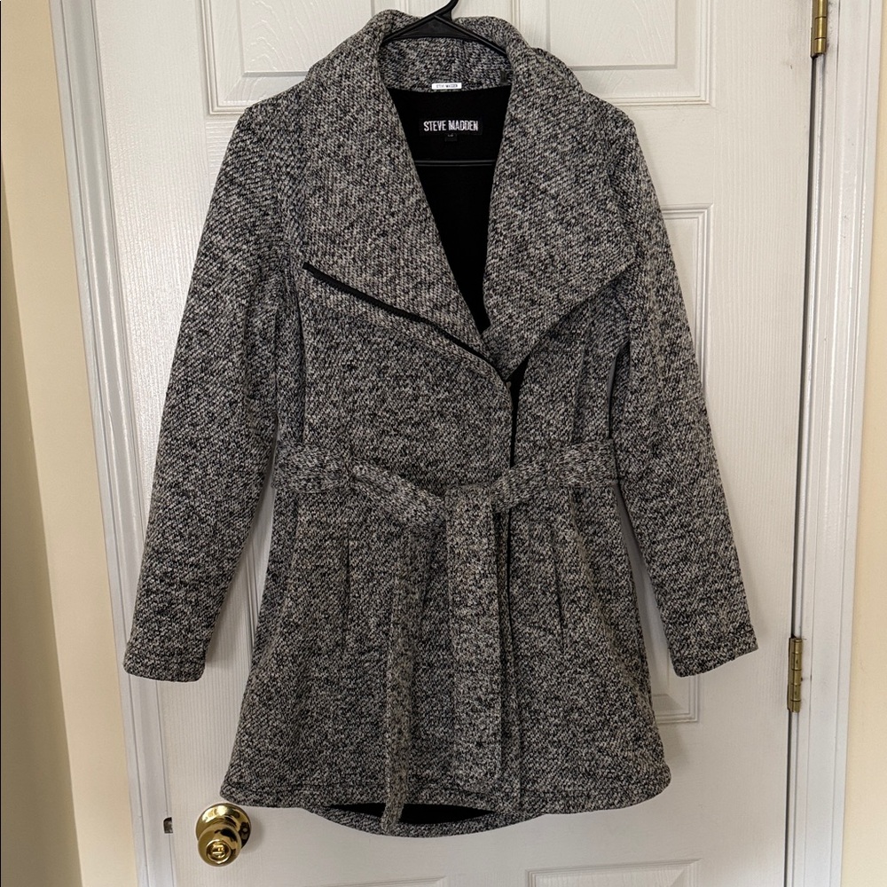 Steve Madden Women's Charcoal Belted Trench Coat